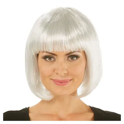 Perruque coupe carrée, blanc/argenté