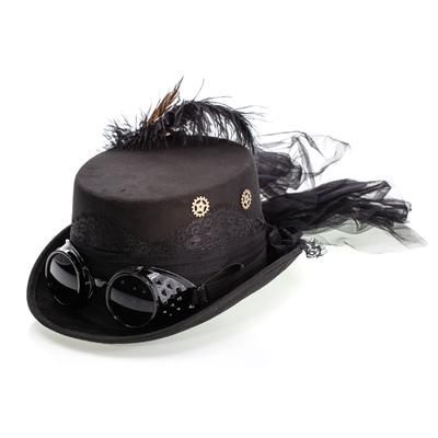 Chapeau haut-de-forme "Steampunk future", noir