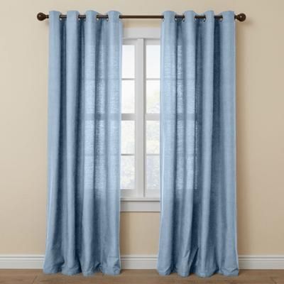 Wide Width Poly Cotton Canvas Grommet Panel by BrylaneHome in Carolina Blue (Size 48" W 84" L) Window Curtain Drape