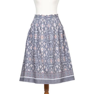 Grey Gardens,'Hand Woven Cotton Midi Ikat Skirt from Bali'