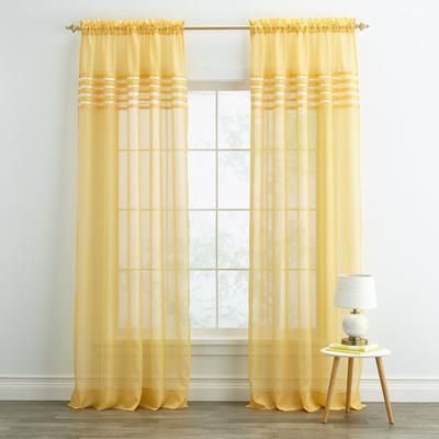 Wide Width BH Studio Sheer Voile Pleated Rod-Pocket Panel by BH Studio in Daffodil (Size 56" W 84" L) Window Curtain