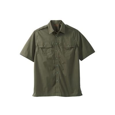 Men's Big & Tall Short-Sleeve Pilot Shirt by Boulder Creek in Olive (Size 8XL)