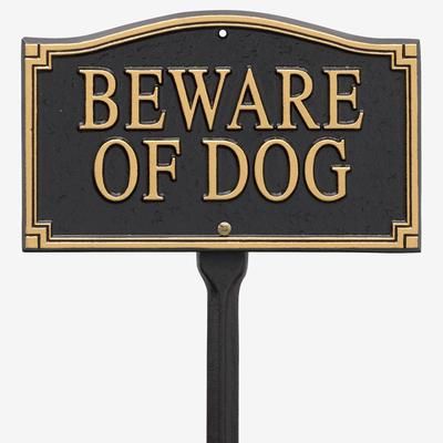 "Beware of Dog" Statement Marker by Whitehall Products in Black Gold
