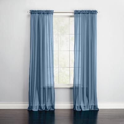 BH Studio Sheer Voile Rod-Pocket Panels -Set of 2 by BH Studio in Smoke Blue (Size 120"W 72" L) Window Curtains