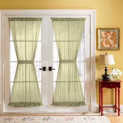 Wide Width BH Studio Sheer Voile Door Panel With Tiebacks by BH Studio in Sage (Size 60" W 54" L) Window Curtain