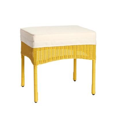 Roma All-Weather Resin Wicker Ottoman by BrylaneHome in Lemon Wicker Ottoman w/ free cushion