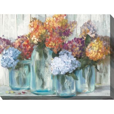 Mason Jars Outdoor Wall Art by West Of The Wind in Multi