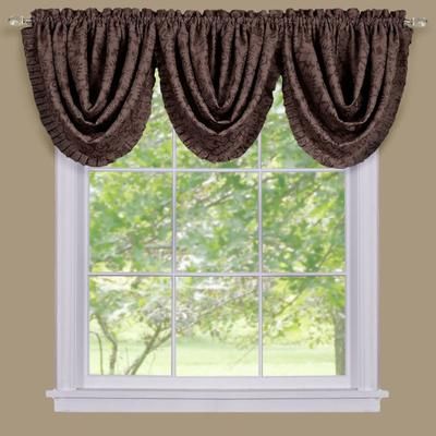 Wide Width Ombre Waterfall Valance by Achim Home Décor in Brown (Size 48" W 36" L)