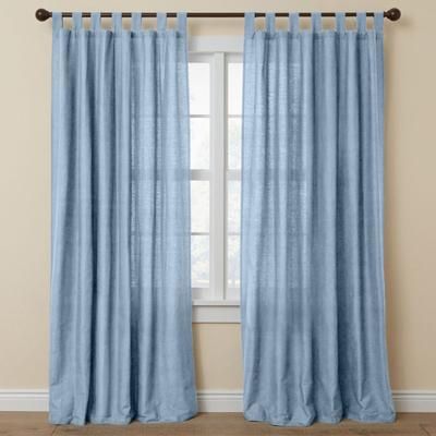 Wide Width Poly Cotton Canvas Tab-Top Panel by BrylaneHome in Carolina Blue (Size 48" W 84" L) Window Curtain