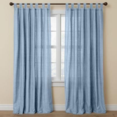 Wide Width Poly Cotton Canvas Tab-Top Panel by BrylaneHome in Carolina Blue (Size 48" W 84" L) Window Curtain