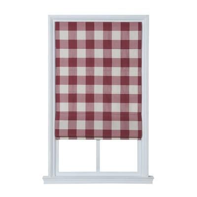 Wide Width Cordless Plaid Flat Roman Shade by Whole Space Industries in Red (Size 35" W 64" L)