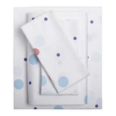 300 Thread Count Cotton Printed Bed Tite Sheet Set by BrylaneHome in Blue Dots (Size TWIN)