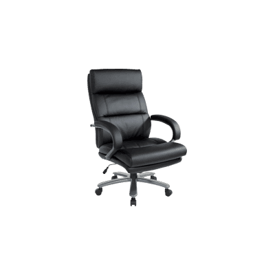 350 lb. Cap. Black Leather Executive Chair w/ Titanium Base