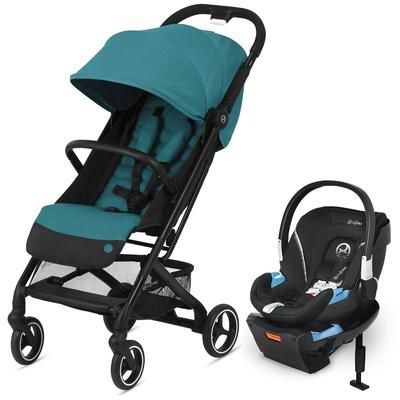 Cybex Beezy Compact Stroller + Aton 2 SensorSafe Travel System Bundle - River Blue / Lavastone Black