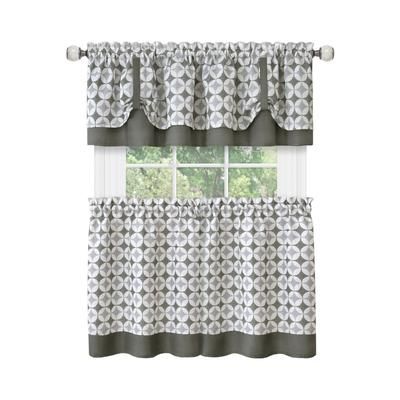Wide Width Callie Window Curtain Tier Pair and Valance Set - 58x24 by Achim Home Décor in Grey (Size 58" W 24" L)