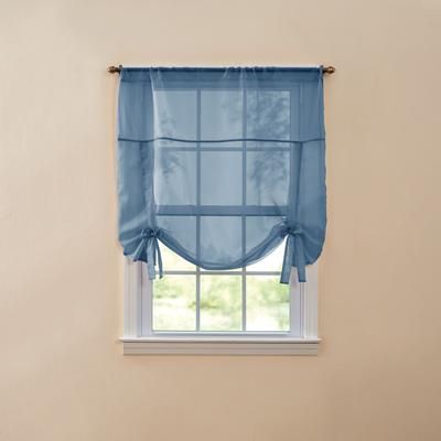 Wide Width BH Studio Sheer Voile Tie-Up Shade by BH Studio in Smoke Blue (Size 44" W 44" L) Window Curtain