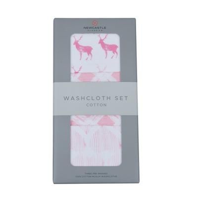 Pop of Pink Cotton Washcloth Set 3PK - Newcastle Classics 9501