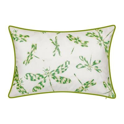 Indoor & Outdoor Embroidered Dragonflies Decorative Pillow by Levinsohn Textiles in Leaf White