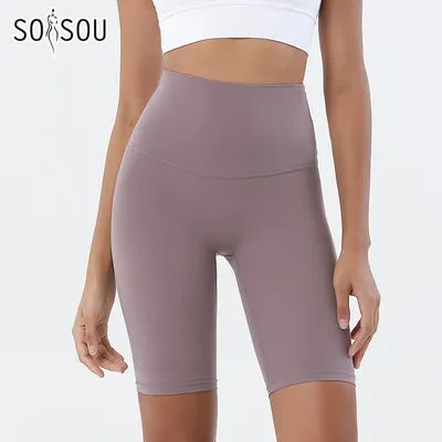 SOISOU-Short de yoga en nylon pour femme, taille haute, élastique, respirant, sans ligne en T, vêtements de fitness, 24 couleurs