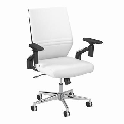 Office by kathy ireland® Method Mid Back Leather Desk Chair in White - Bush Furniture MTCH2701WHL-Z