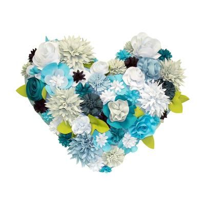 Indoor & Outdoor Floral Heart Shaped Dimensional Decorative Pillow by Levinsohn Textiles in Multi
