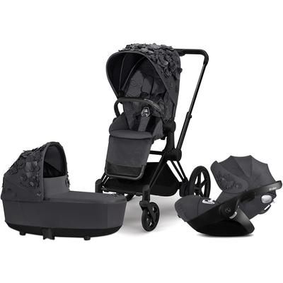Cybex ePriam with Lux Bassinet + Cloud Q Travel System Bundle - Simply Flowers - Dream Grey