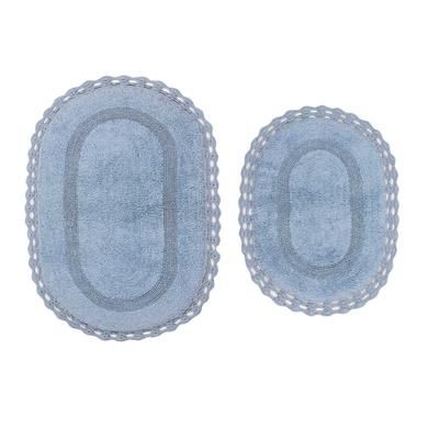 Hampton Crochet 2 Piece Bath Rug Collection by Home Weavers Inc in Blue