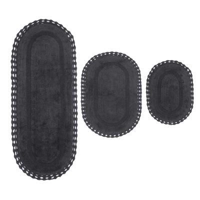 Hampton Crochet 3 Piece Bath Rug Collection by Home Weavers Inc in Grey