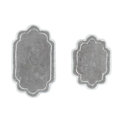 Allure 2 Piece Set Bath Rug Collection by Home Weavers Inc in Grey
