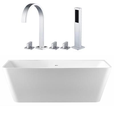 Randolph Morris Axton 67 Inch Acrylic Double Ended Freestanding Bathtub and Faucet Package RMBP39-67-CPF4