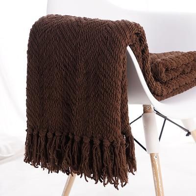 Battilo Home Boon Knitted Tweed Throw Couch Cover Blanket by Battilo Home in Dark Brown (Size 50" X 60")