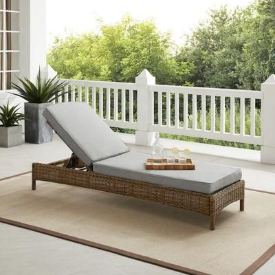 Bradenton Outdoor Wicker Chaise Lounge Gray/Weathered Brown - Crosley KO70070WB-GY