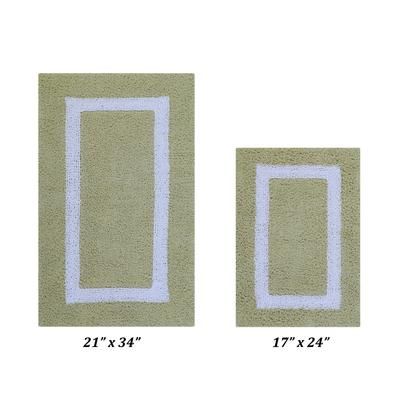 Hotel Collectionis Bath Mat Rug 2 Piece Set (17" x 24" | 21" x 34") by Better Trends in Sage White