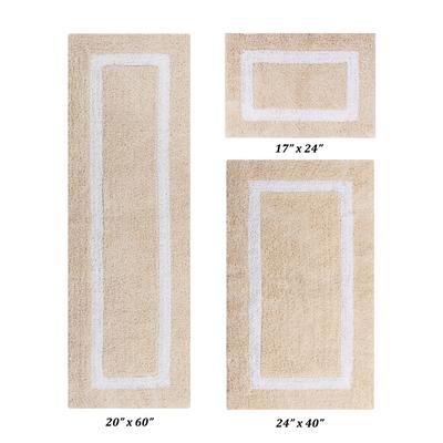 Hotel Collectionis Bath Mat Rug 3 Piece Set (17" x 24" | 24" x 40" | 20" x 60") by Better Trends in Sand White