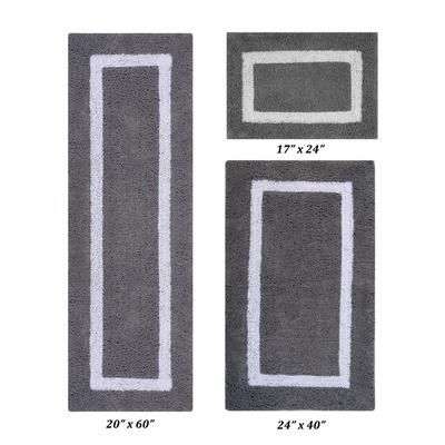Hotel Collectionis Bath Mat Rug 3 Piece Set (17" x 24" | 24" x 40" | 20" x 60") by Better Trends in Gray White