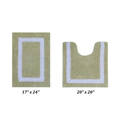 Hotel Collectionis Bath Mat Rug 2 Piece Set (17" x 24" | 20" x 20") by Better Trends in Sage White