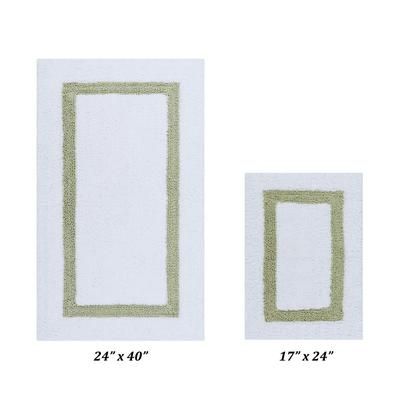 Hotel Collectionis Bath Mat Rug, 2 Piece Set (17" x 24" | 24" x 40") by Better Trends in White Sage