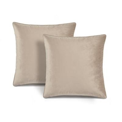 Velvet Solid Soft Decorative Pillow Cover Taupe Pair 20x20 - Lush Decor 16T008317