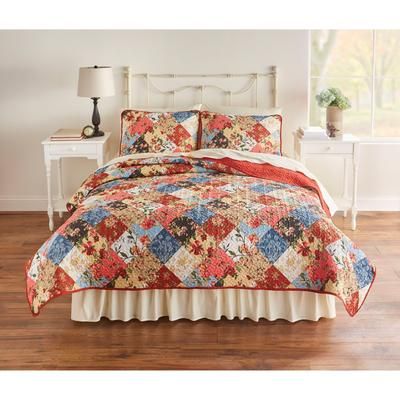 3-Pc. BH Studio Printed Patchwork Quilt Set by BH Studio in Red Multi (Size FL/QUE)
