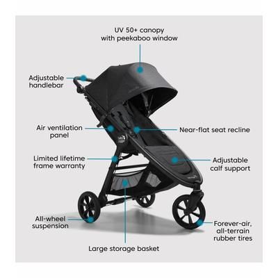 Baby Jogger City Mini GT2 Single Stroller - Stone Grey