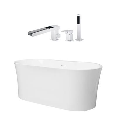Randolph Morris Una 67 Inch Acrylic Double Ended Freestanding Tub and Faucet Package RMD56-CPF5