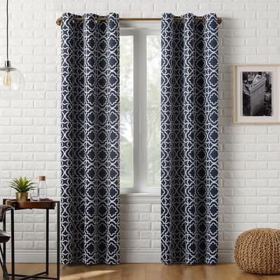 Wide Width Sun Zero™ Blackout Barnett Grommet Panel by BrylaneHome in Navy (Size 40" W 84" L)