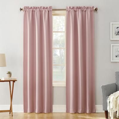 Wide Width Sun Zero Blackout Greenwich Rod-Pocket Panel by BrylaneHome in Blush (Size 40" W 63" L)