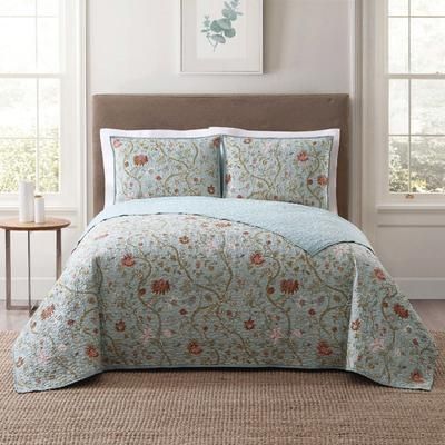 Style 212 Bedford Blue Quilt Set by Pem America in Blue Blush (Size FL/QUE)