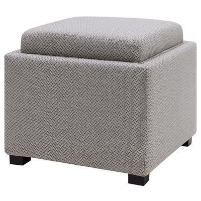 Cameron Square Fabric Storage Ottoman with Tray - New Pacific Direct 1900163-410