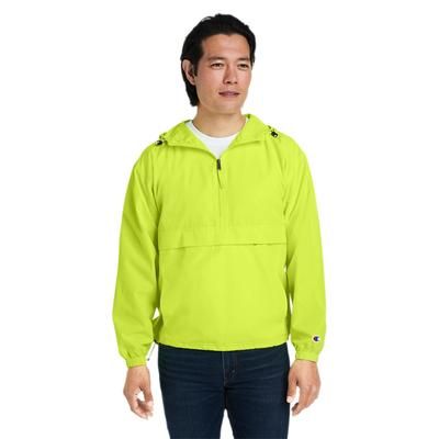 Champion CO200 Adult Packable Anorak 1/4 Zip Jacket in Safety Green size Small | Polyester