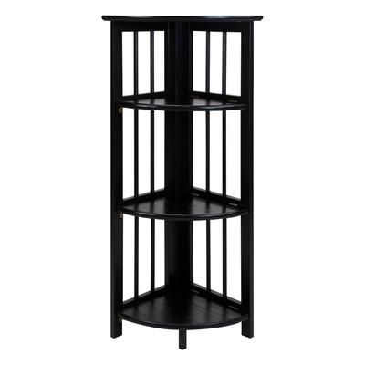 4-Shelf Corner Folding Bookcase-Black by Casual Home in Black