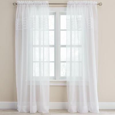 Wide Width BH Studio Sheer Voile Pleated Rod-Pocket Panel by BH Studio in White (Size 56" W 95" L) Window Curtain