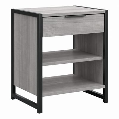 kathy ireland® Home by Bush Furniture Atria Small Nightstand with Drawer and Shelves in Platinum Gray - Bush Business Furniture ARS119PG