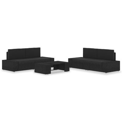 vidaXL Set Divani da Giardino 5 pz in Polyrattan Nero